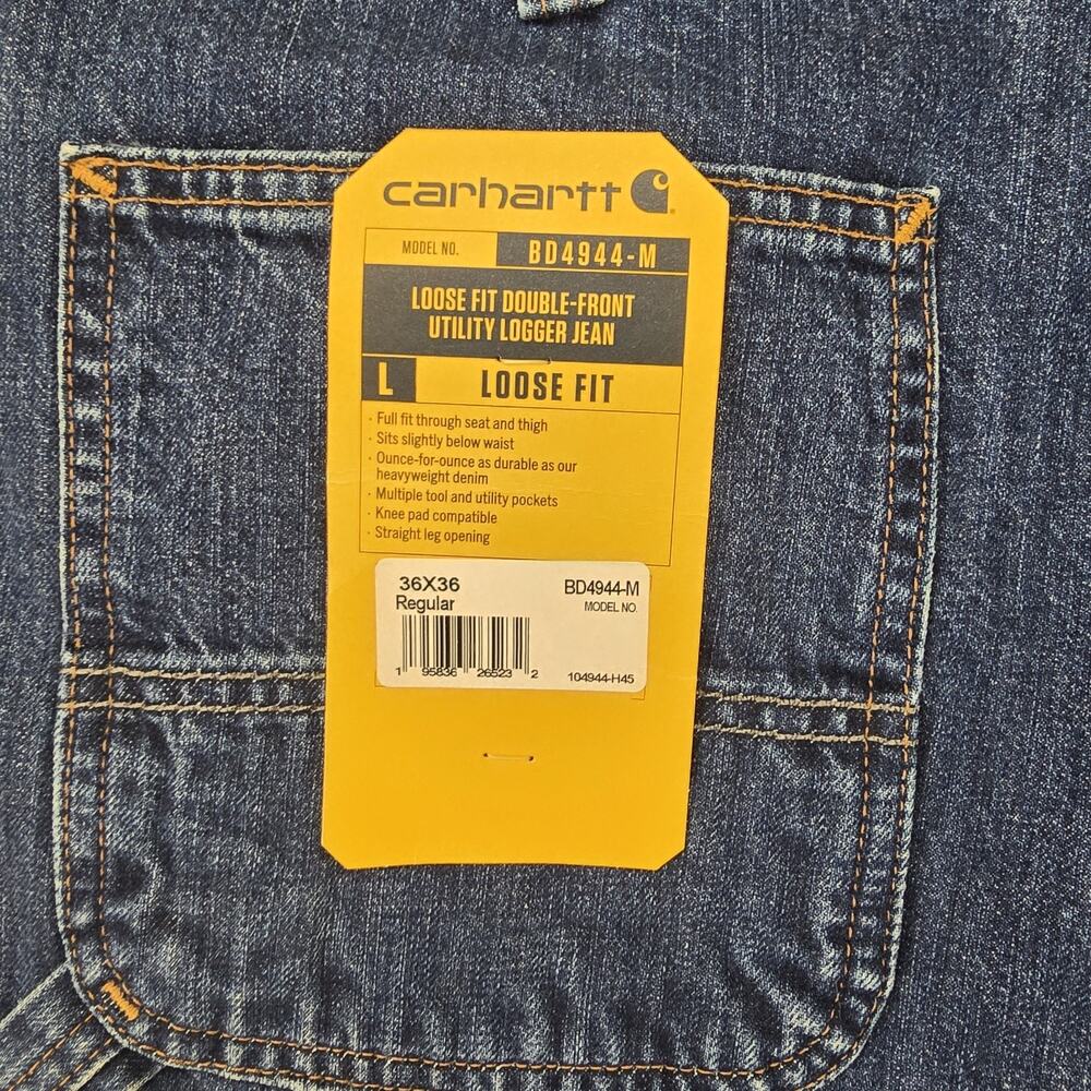 Carhartt Double Knee Jeans Mens 36x36 Blue Loose Fit Carpenter Logger Grunge NWT - Picture 11 of 16